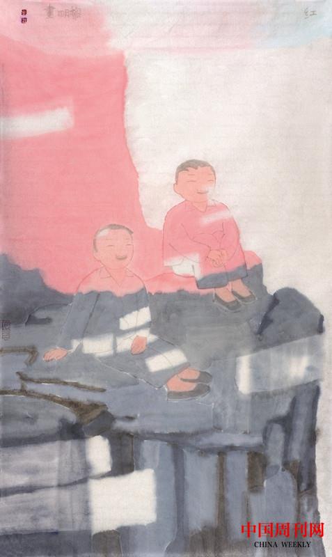 田黎明2020紅，紙本水墨，70×40cm.jpg